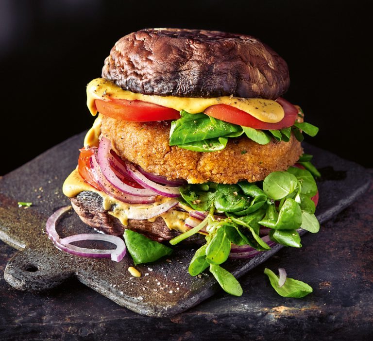 Portobello-Burger mit Linsen-Patty Portobello-Burger mit Linsen-Patty