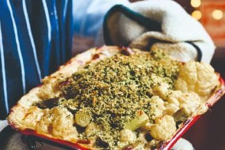 Weihnachtlich & vegan: Blumenkohl-Lauch-Auflauf