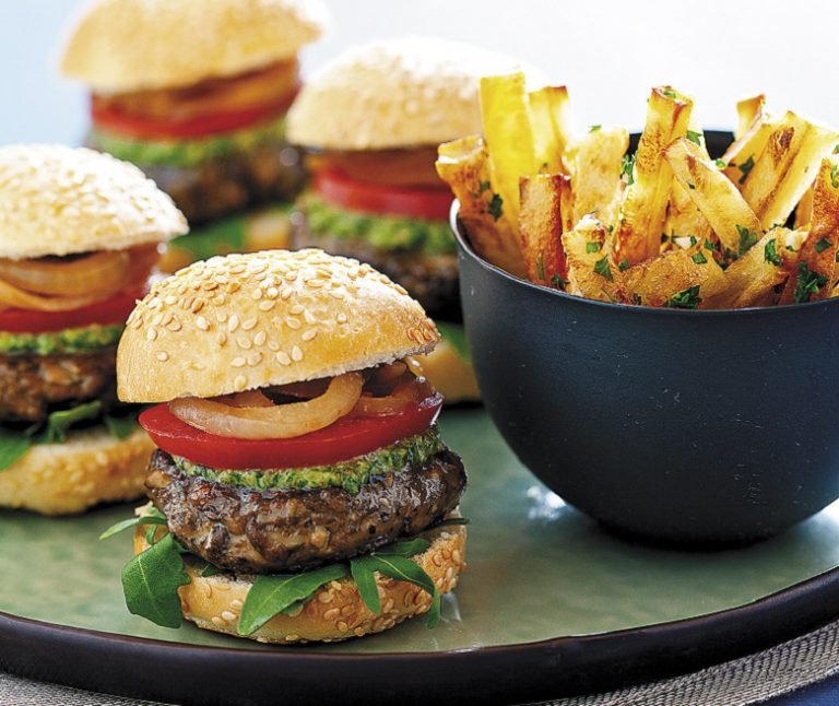 Miniburger mit Pilz-Pesto Miniburger mit Pilz-Pesto