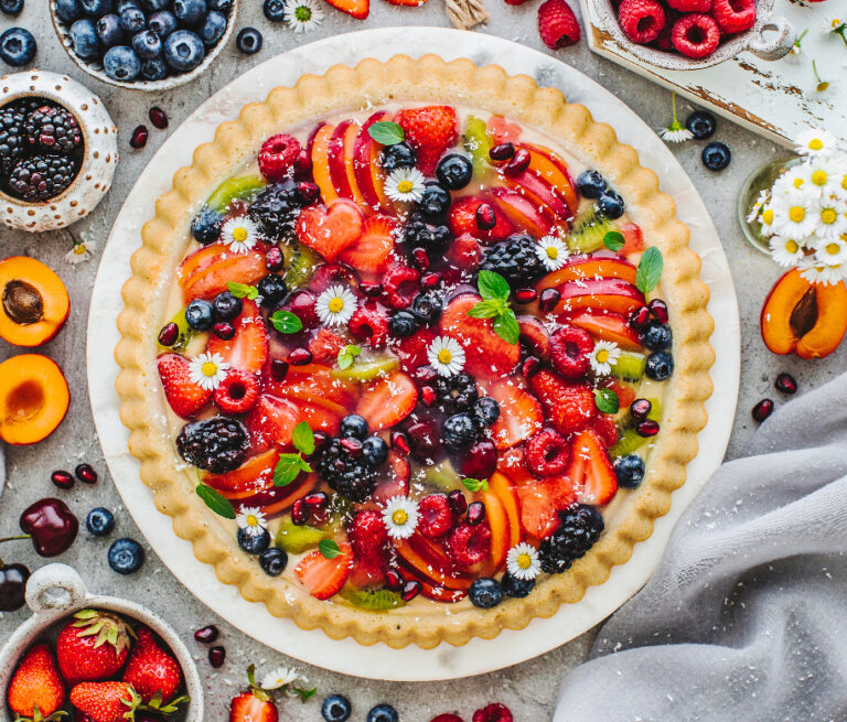 Obstkuchen mit Pudding - Vegan World